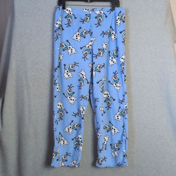 Disney Frozen Olaf Snowman Blue Fleece Pajama Set Women's L/XL - Picture 4 of 7